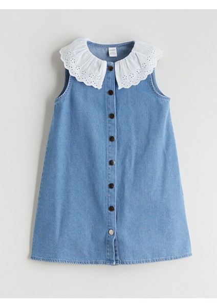 Yeni Sezon Bebe Yaka Kız Çocuk Jean Elbise modelleri