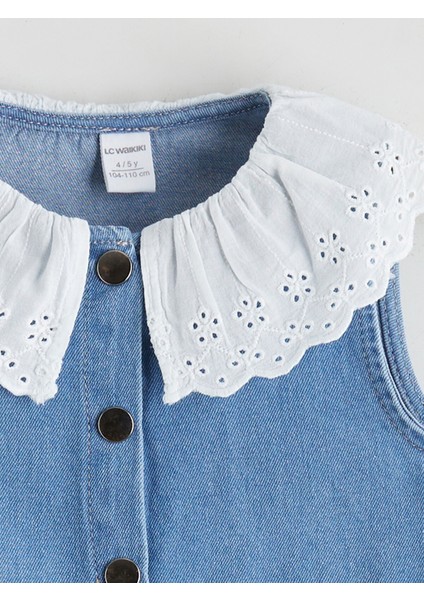 Yeni Sezon Bebe Yaka Kız Çocuk Jean Elbise fırsatları