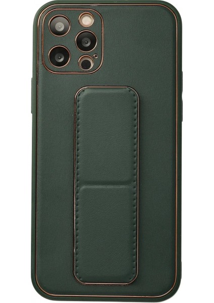 iPhone 12 Pro Kılıf Coco Deri Standlı Kapak - Yeşil