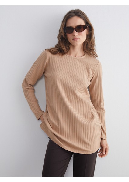 Yeni Sezon Bisiklet Yaka Fitilli Kadın Tunik