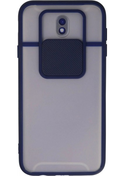 Samsung Galaxy J7 Pro / J730 Kılıf Palm Buzlu Kamera Sürgülü Silikon - Lacivert