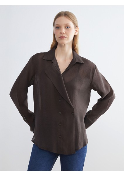 Yeni Sezon Büyük Beden Kruvaze Yaka Kadın Gömlek Tunik