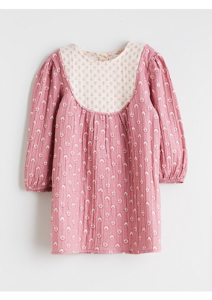 Yeni Sezon Bisiklet Yaka Çiçekli Müslin Kız Çocuk Elbise modelleri