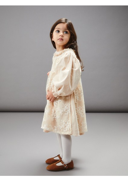 Yeni Sezon Bisiklet Yaka Çiçekli Kız Bebek Elbise modelleri