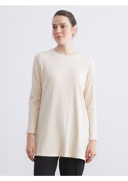 Yeni Sezon Bisiklet Yaka Fitilli Kadın Tunik