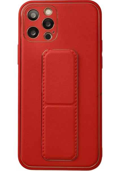 iPhone 12 Pro Kılıf Coco Deri Standlı Kapak - Kırmızı