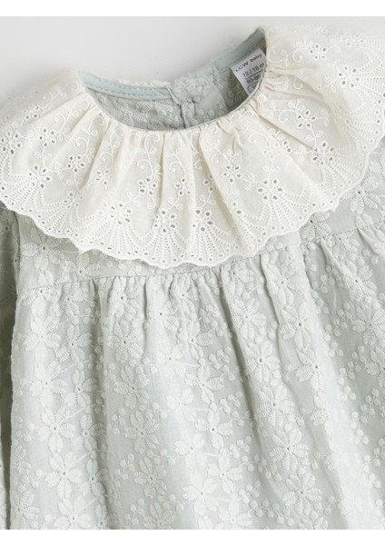 Yeni Sezon Bebe Yakalı Fırfırlı Kız Bebek Elbise fiyatları