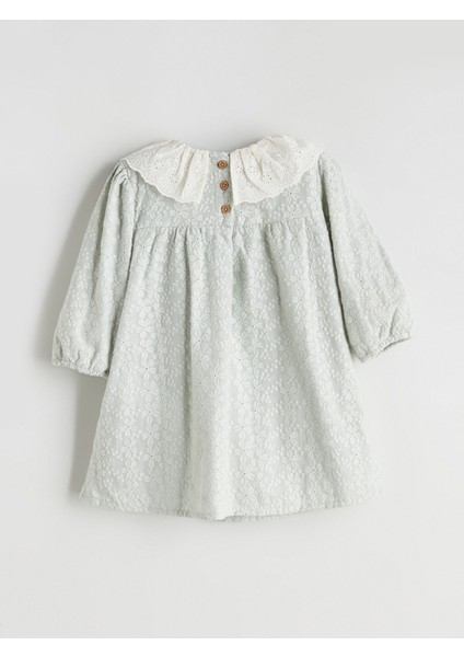 Yeni Sezon Bebe Yakalı Fırfırlı Kız Bebek Elbise modelleri