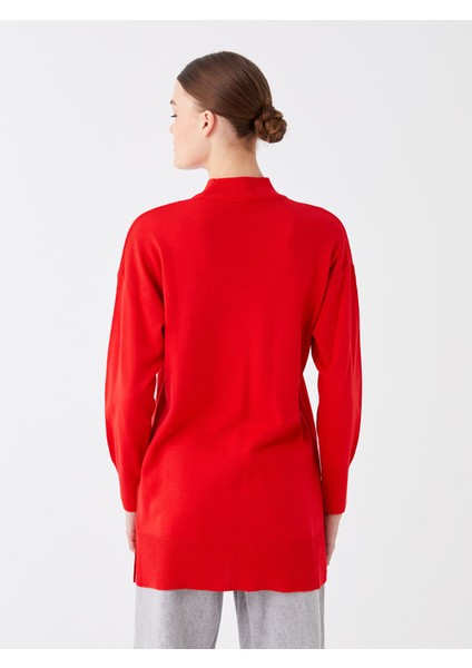 Yeni Sezon Yarım Balıkçı Yaka Düz Uzun Kollu Kadın Triko Tunik indirimleri