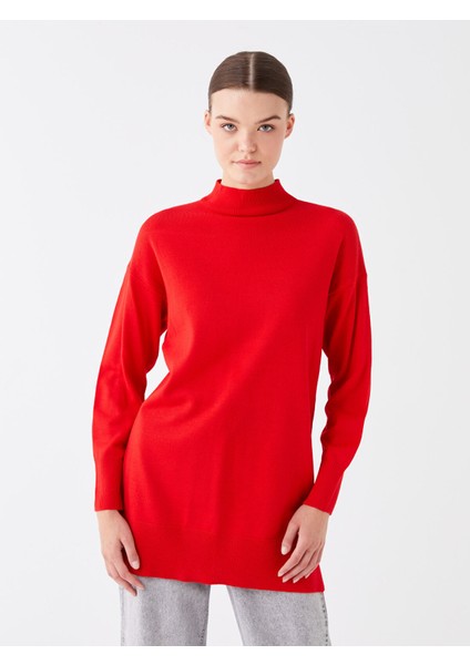 Yeni Sezon Yarım Balıkçı Yaka Düz Uzun Kollu Kadın Triko Tunik fiyatları