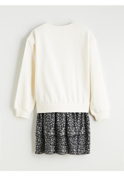 Yeni Sezon Bisiklet Yaka Baskılı Kız Çocuk Elbise modelleri