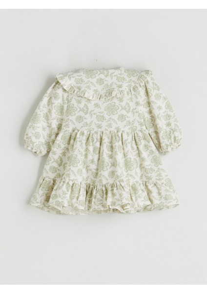 Yeni Sezon Bebe Yaka Çiçekli Kız Bebek Elbise modelleri