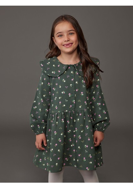 Yeni Sezon Bebe Yaka Çiçekli Kız Çocuk Müslin Elbise fiyatları