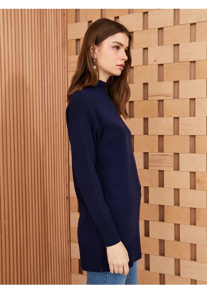 Yeni Sezon Yarım Balıkçı Yaka Düz Uzun Kollu Kadın Triko Tunik fırsatları