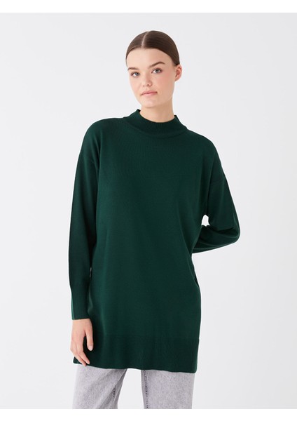 Yeni Sezon Yarım Balıkçı Yaka Düz Uzun Kollu Kadın Triko Tunik fiyatları