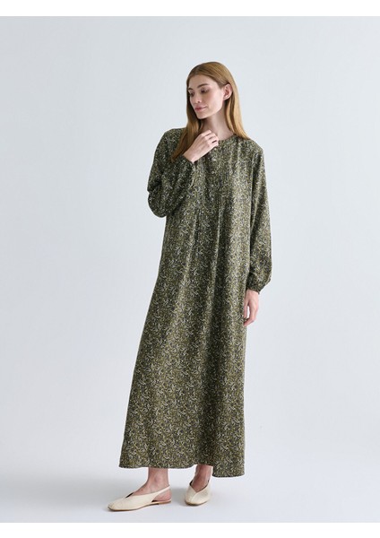Yeni Sezon Hakim Yaka Desenli A Kesim Elbise fiyatları