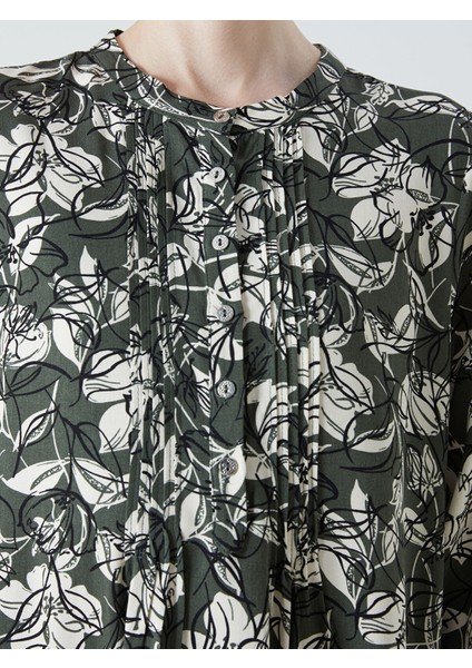 Yeni Sezon Büyük Beden Hakim Yaka Desenli A Kesim Elbise fırsatları