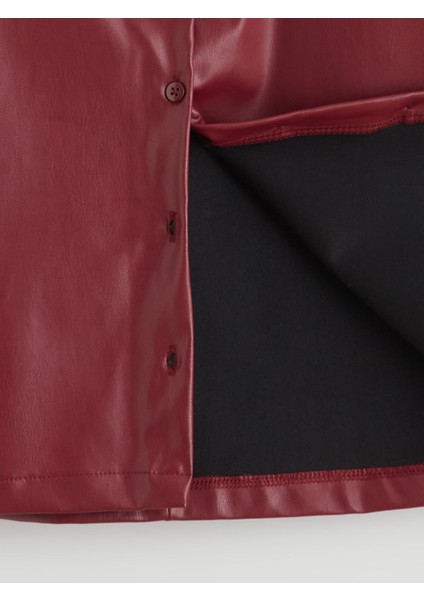 Yeni Sezon Fiyonk Detaylı Deri Görünümlü Kız Çocuk Elbise ve Külotlu Çorap modelleri