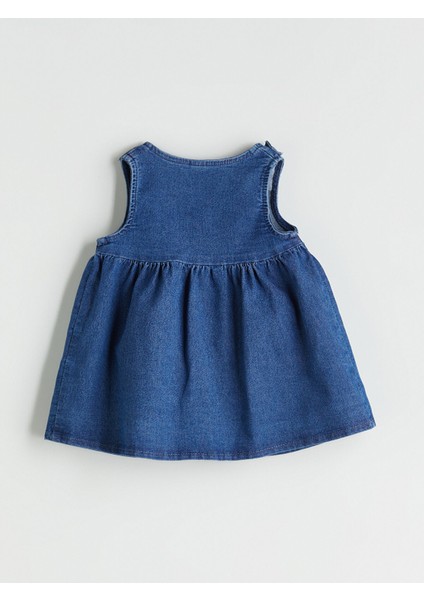 Yeni Sezon Bisiklet Yaka Kız Bebek Jean Elbise modelleri