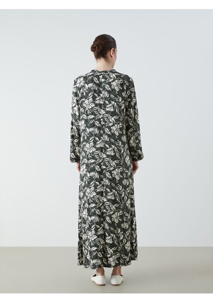 Yeni Sezon Büyük Beden Hakim Yaka Desenli A Kesim Elbise indirimleri