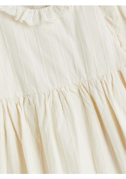 Yeni Sezon Bebe Yakalı Fırfırlı Kız Bebek Elbise modelleri