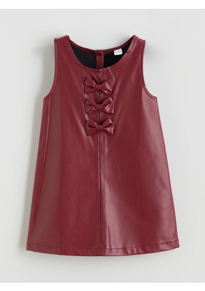 Yeni Sezon Fiyonk Detaylı Deri Görünümlü Kız Çocuk Elbise ve Külotlu Çorap fiyatları