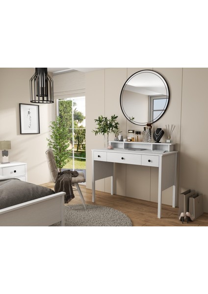 Lumera Modern Makyaj Masası 2 Dolap 4 Çekmeceli Mdf Profil Ayaklı 132 cm