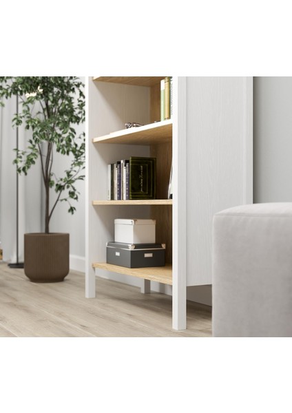 Lumera Iskandinav Kitaplık 6 Bölmeli Mdf Profil Ayaklı 83X194X35 cm Çok Amaçlı fırsatları