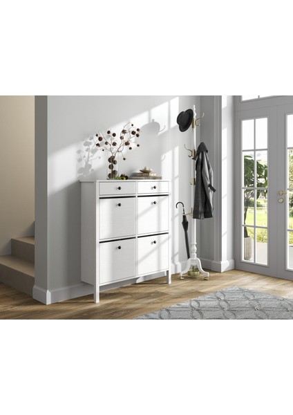 Lumera Ayakkabılık 4 Düşer Kapaklı 2 Çekmeceli Mdf Profil Ayaklı 100 cm