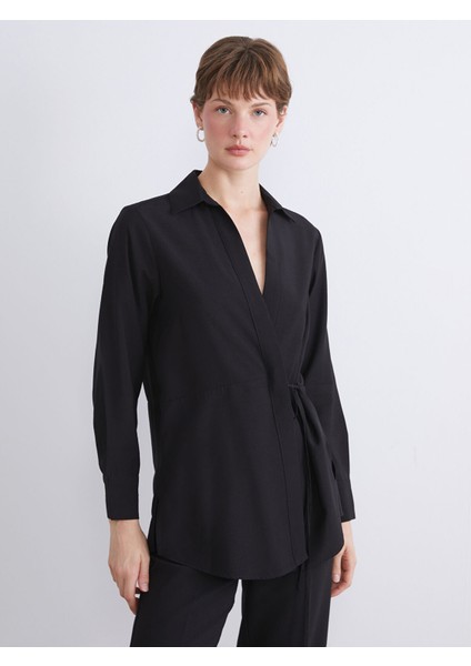 Yeni Sezon Kruvaze Yaka Kadın Gömlek Tunik