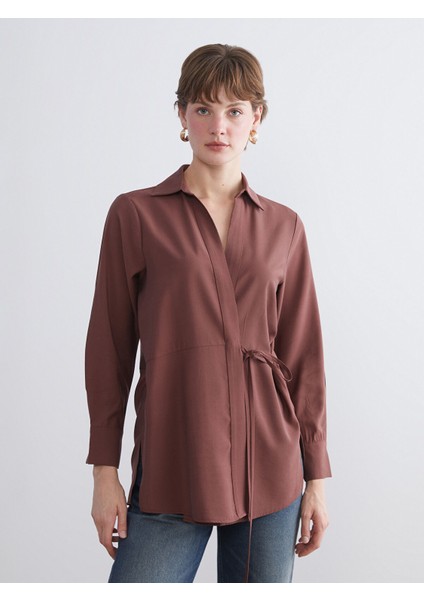 Yeni Sezon Kruvaze Yaka Kadın Gömlek Tunik