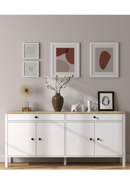 Lumera Iskandinav Konsol 4 Kapaklı 2 Çekmeceli Mdf Profil Ayaklı 180 cm Konsol - Wood Beyaz fiyatları