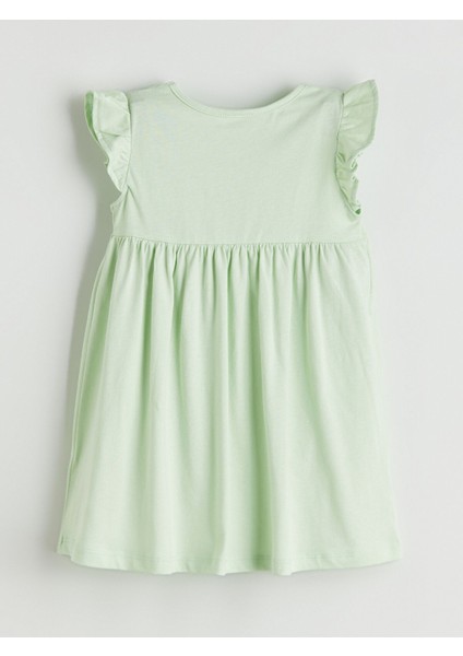 Yeni Sezon Bisiklet Yaka Baskılı Fırfır Detaylı Kız Bebek Elbise modelleri