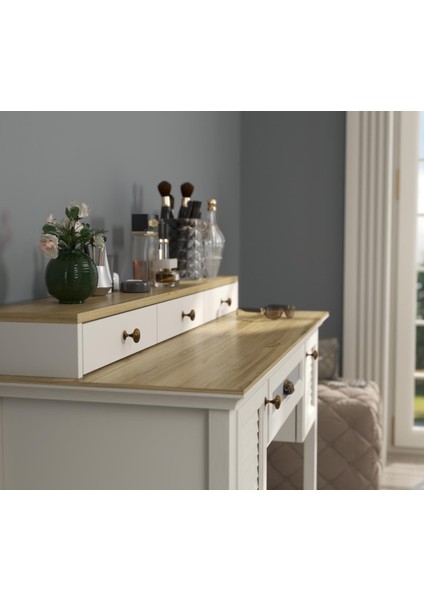 Valena Makyaj Masası 2 Dolap 4 Çekmeceli Panjur Kapaklı Mdf Profil Ayaklı 132 cm modelleri