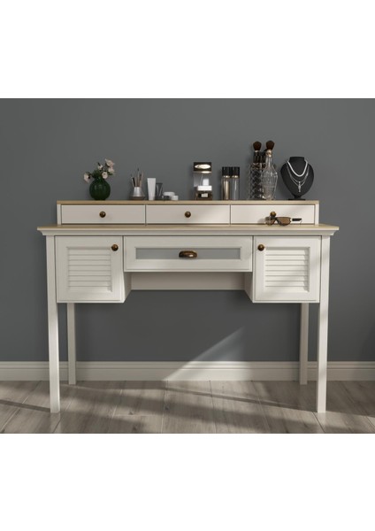 Valena Makyaj Masası 2 Dolap 4 Çekmeceli Panjur Kapaklı Mdf Profil Ayaklı 132 cm indirimleri
