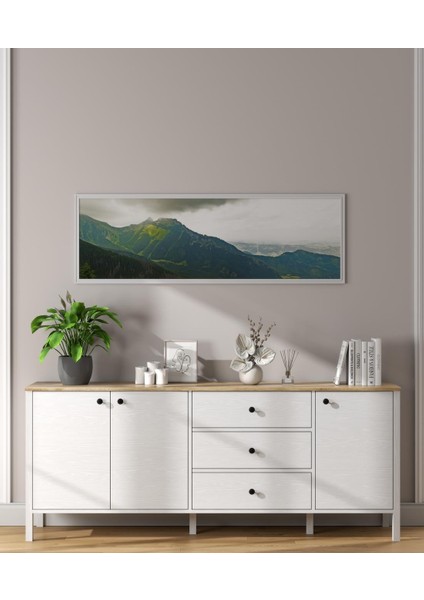 Lumera Iskandinav Konsol 3 Kapaklı 3 Çekmeceli Mdf Profil Ayaklı 200 cm Konsol - Wood Beyaz fırsatları