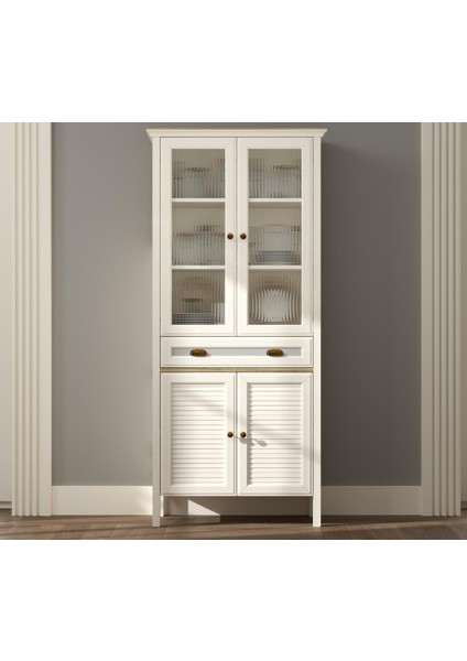 Valena Konsol Çok Amaçlı Dolap 2 Nervür Cam Kapak 2 Panjur Kapaklı 2 Çekmeceli Panjur Kapaklı Mdf Profil Ayaklı 88 cm fiyatları