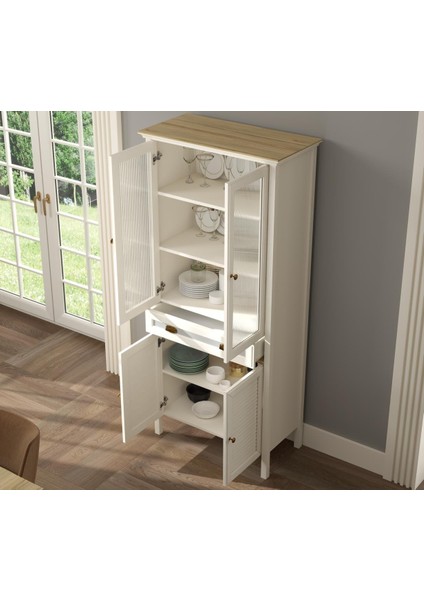 Valena Konsol Çok Amaçlı Dolap 2 Nervür Cam Kapak 2 Panjur Kapaklı 2 Çekmeceli Panjur Kapaklı Mdf Profil Ayaklı 88 cm modelleri