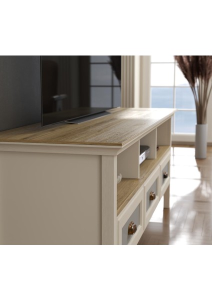 Valena Tv Ünitesi - Konsol 3 Çekmeceli 3 Bölmeli Mdf Profil Kapaklı ve Ayaklı 150 cm Minifixli fiyatları