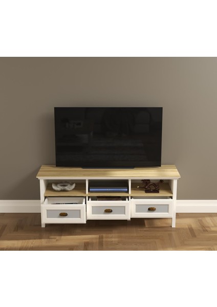 Valena Tv Ünitesi - Konsol 3 Çekmeceli 3 Bölmeli Mdf Profil Kapaklı ve Ayaklı 150 cm Minifixli modelleri