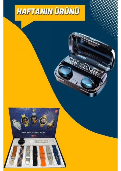 Ucuz Kaliteli Yeni Nesil 7 Kordonlu Akıllı Saat ve Kablosuz Bluetooth Kulaklık ANC Özelliği modelleri