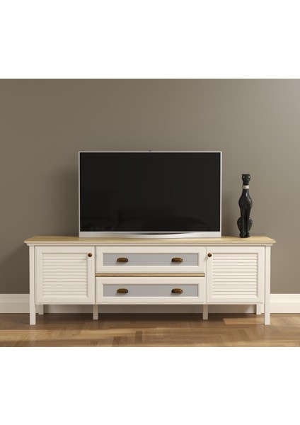 Valena Tv Ünitesi - Konsol 2 Kapaklı 2 Çekmeceli Panjur Kapaklı Mdf Profil Ayaklı 180 cm Minifixli fiyatları