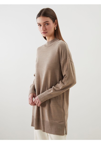 Yeni Sezon Dik Yaka Kadın Triko Tunik