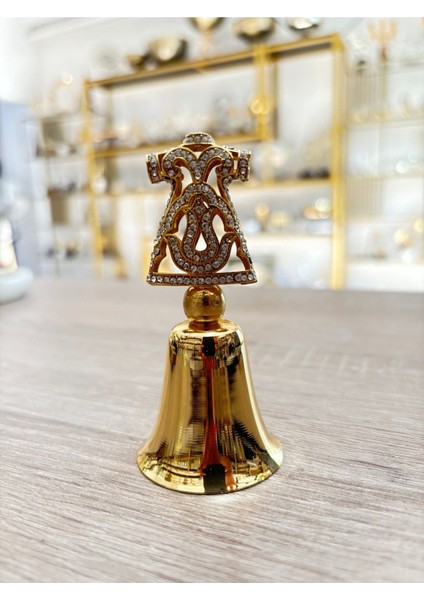 Taşlı Mini Kaftanlı Çan Mum Söndürücü-Gold