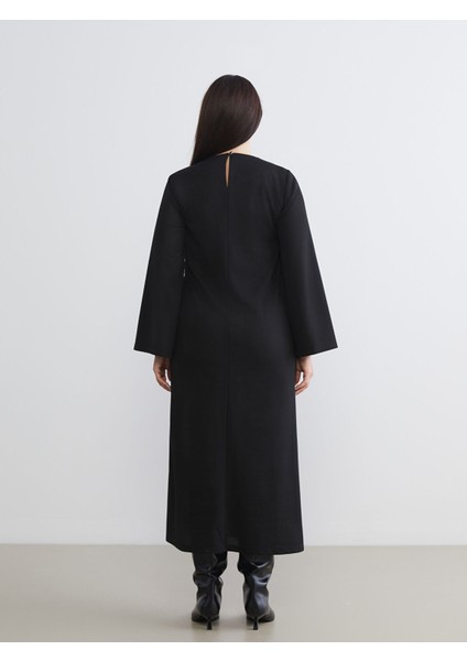 Yeni Sezon Büyük Beden Bisiklet Yaka Büzgülü Elbise fırsatları