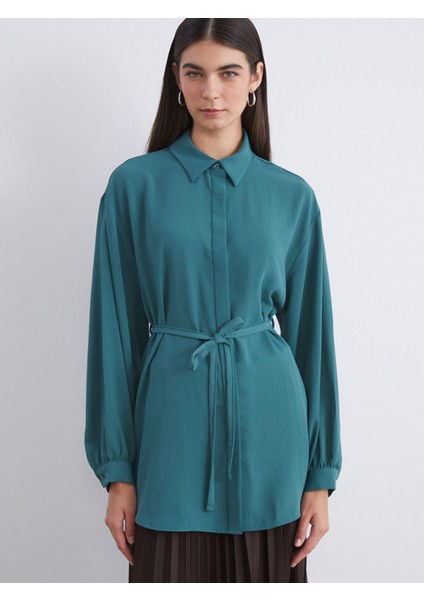 Yeni Sezon Dokulu Oversize Kadın Gömlek Tunik