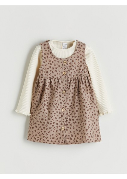Yeni Sezon Leopar Desenli Kız Bebek Elbise ve Tişört