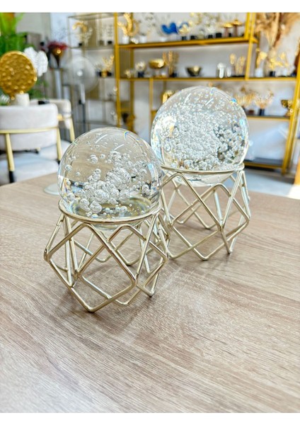 Tel Örgü Dekoratif Cam Top-Gümüş