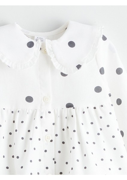 Yeni Sezon Bebe Yaka Fırfırlı Kız Bebek Elbise modelleri