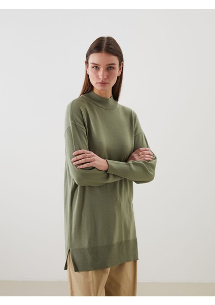 Yeni Sezon Dik Yaka Kadın Triko Tunik